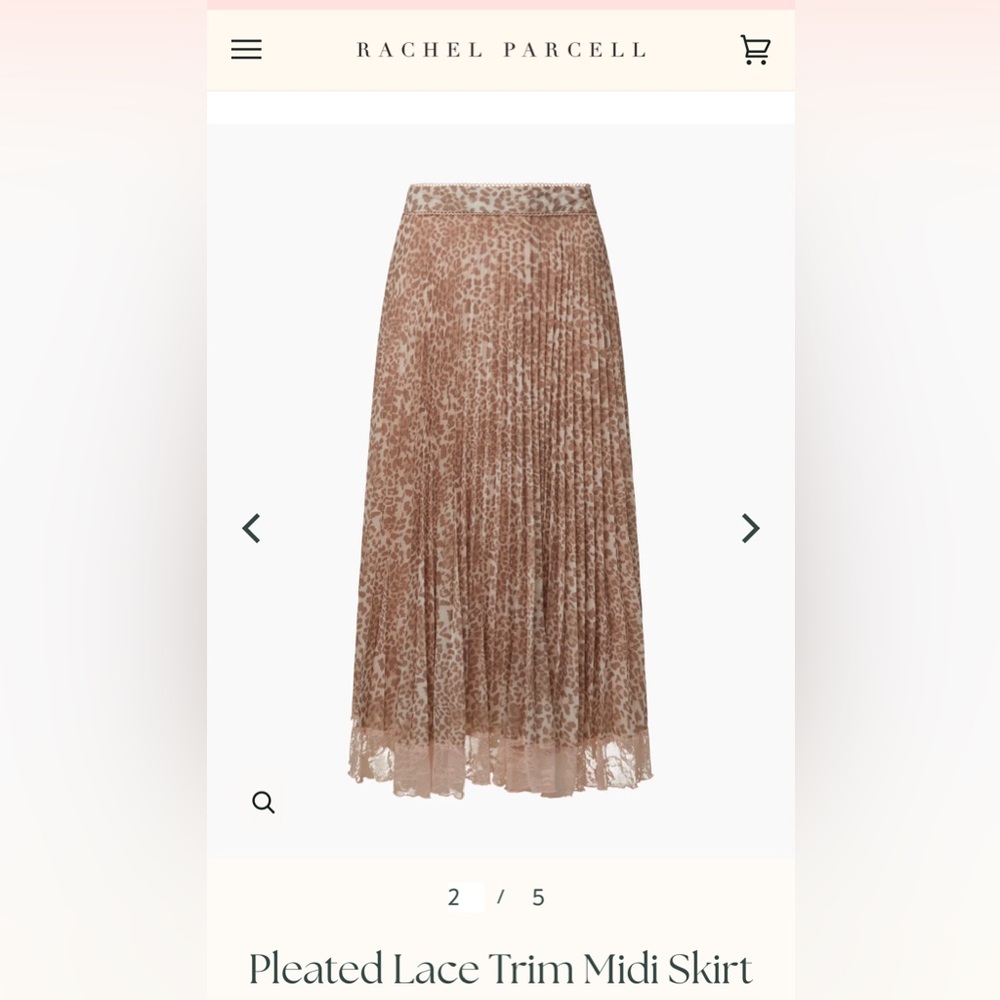 Rachel Parcell Pleated Lace Trim Midi Skirt | Oatmeal Leopard Print / 16